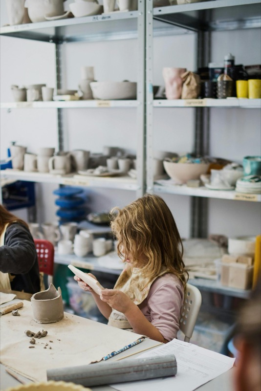 A child working with clay