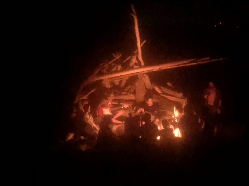 Beach fire on the coast
