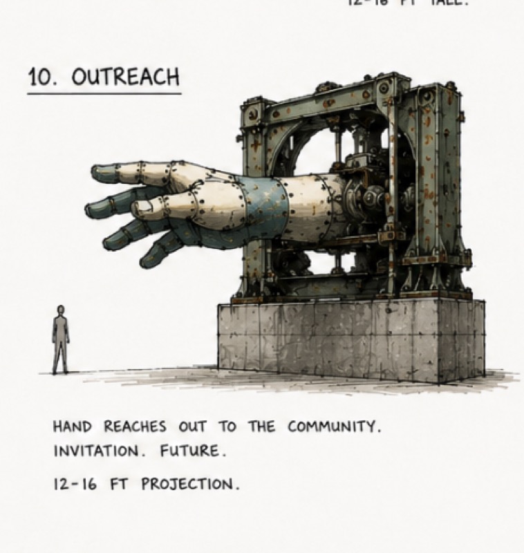 Drawing of a proposed public sculpture